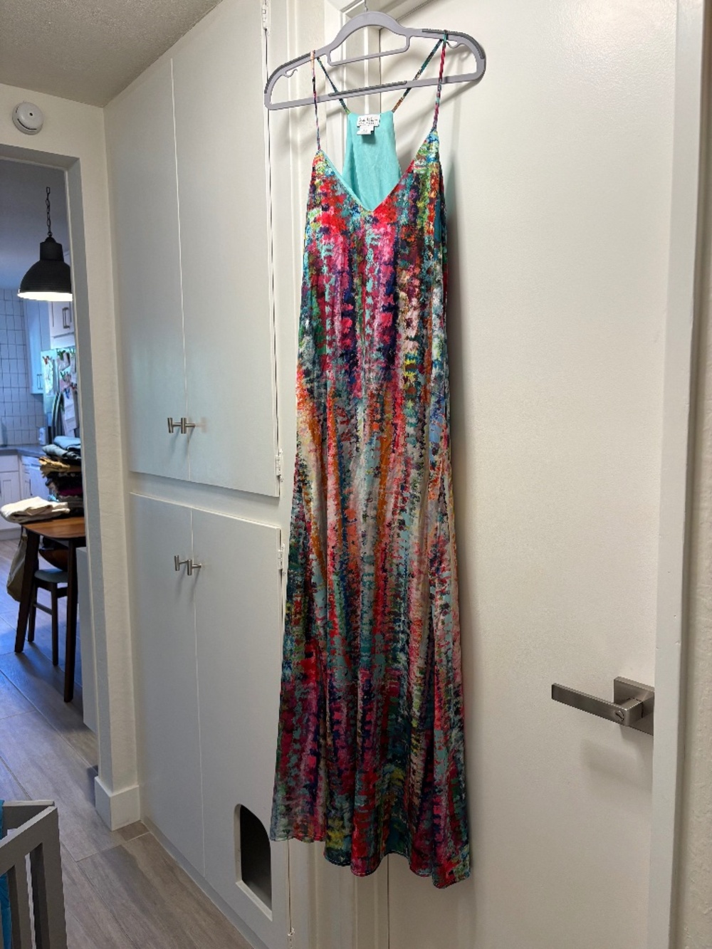 Nicole Miller long and flowy watercolor maxi dress - size large